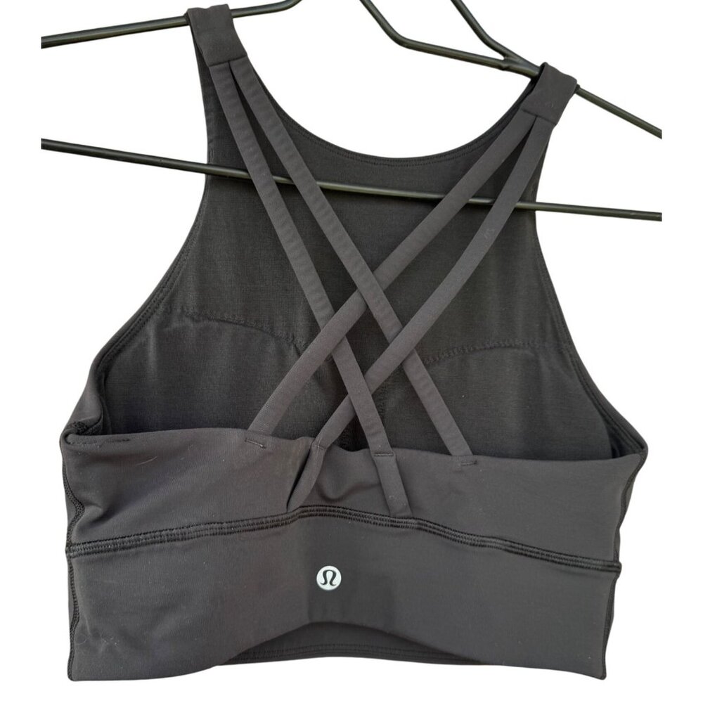 Lululemon Women's Size 6 High-Neck Black Sports Bra With CrossBack Design